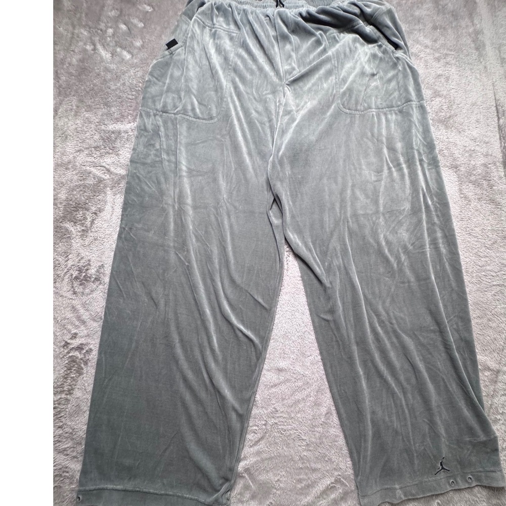 Jordan Mens 3XL Vintage Velour Track Pants Gray Wide Leg Jumpman Y2K Streetwear